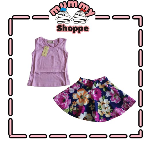 setelan anak Lnice 35-10 tanktop + skirt flowers