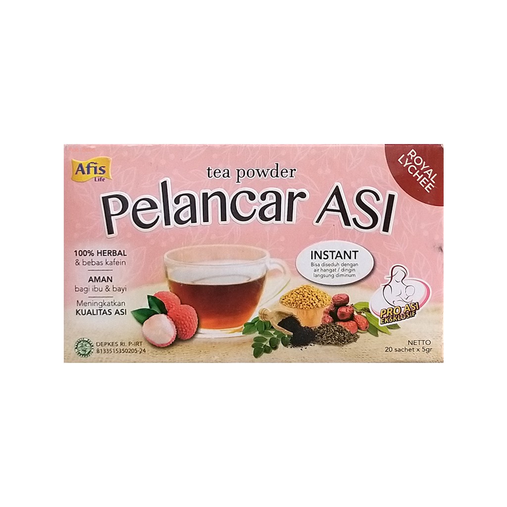 Afis Life Tea Powder Bubuk Teh Pelancar Asi Booster Royal Lychee Leci 100g