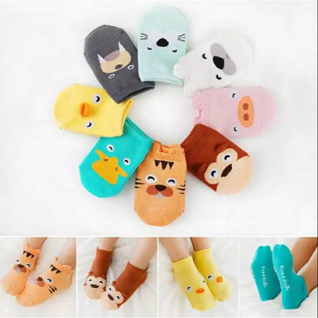 KK14 Kaos Kaki Anak Karakter Animal Slip