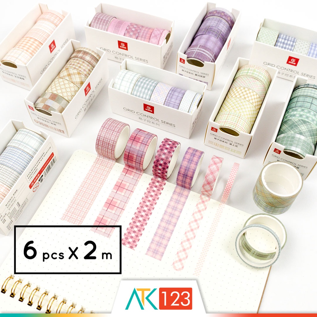 

Selotip Kertas Warna / Motif / Washi / Japanese Masking / Paper Tape Set Grid Pattern / Control Series DJ08