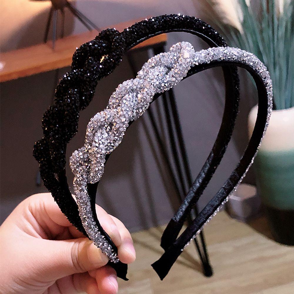 Needway Bando Manis Sederhana Fashion Tenun Berlian Imitasi Kristal Kepala Hoop