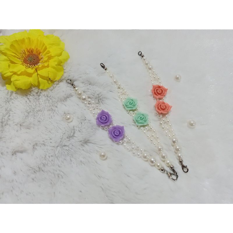 TALI PENGAIT MASKER/TALI KONEKTOR MASKER/TALI KONEKTOR MASKER MUTIARA BUNGA