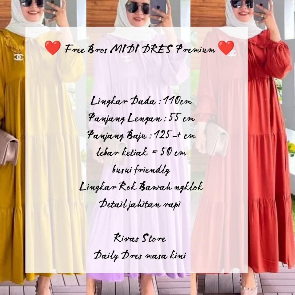 (VIRAL) GAMIS MIDI DAILY DRES - MIDI DRESS KEKINIAN - DAILY DRES PREMIUM - GAMIS POLOS PREMIUM