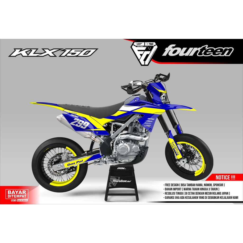 DECAL KLX 150 BF - stiker dekal klx full body custom WARNA NAVY KUNING