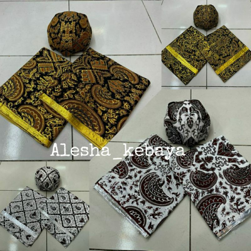 Kain batik pengantin prada/kain pengantin/blangkon