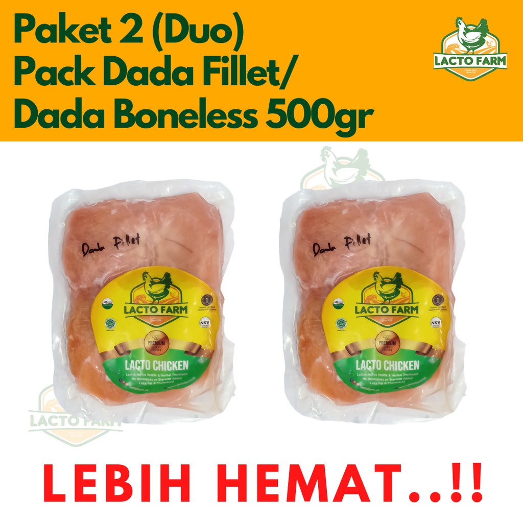 

Paket Duo (2) Dada Fillet Ayam Organik Lacto Farm (500-600gr) Termurah, Untuk menu MPASI, Sehat, Halal