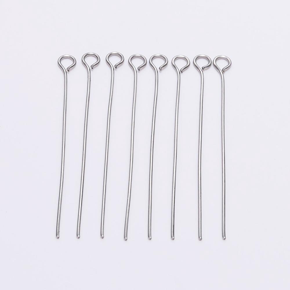 100pcs Pin Eye 15 16 18 20 22 25 30 35 40 45 50 60 70mm Bahan Stainless Steel Untuk Membuat Perhiasan