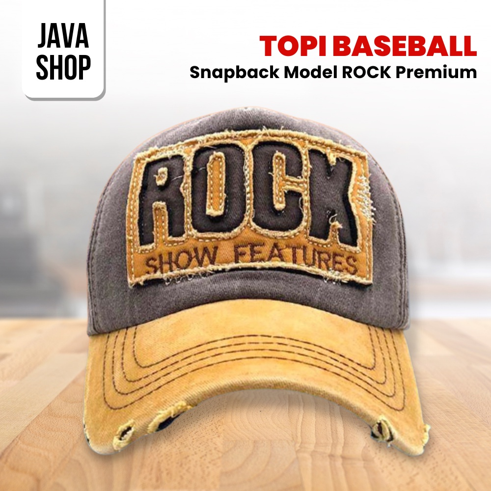 JAVASHOP Topi Pria Distro Baseball Cap Snapback Model ROCK Premium