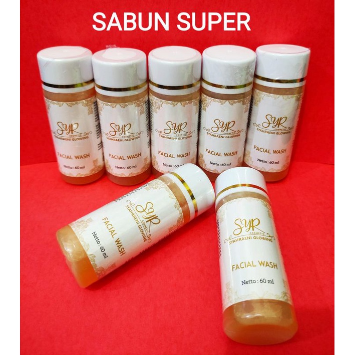 Bisa cod Bpom skincare eceran sabun wajah cair syahraeni glowing paket super facial wash syr glowing