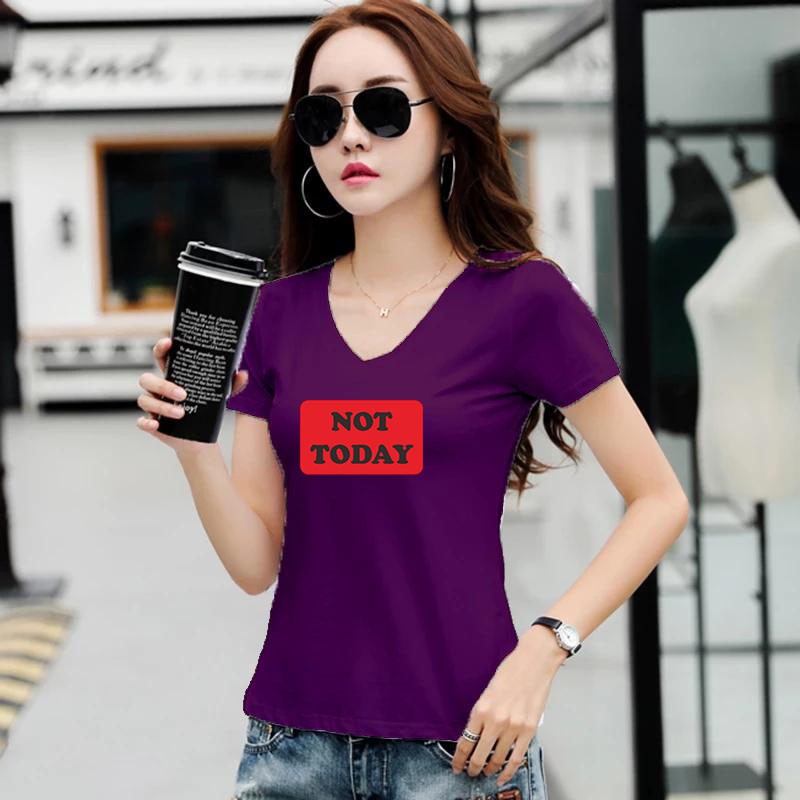 YOURSTYLE1119 - KAOS WANITA VNECK NOT TODAY RED/ KAOS TERLARIS / KAOS VNECK