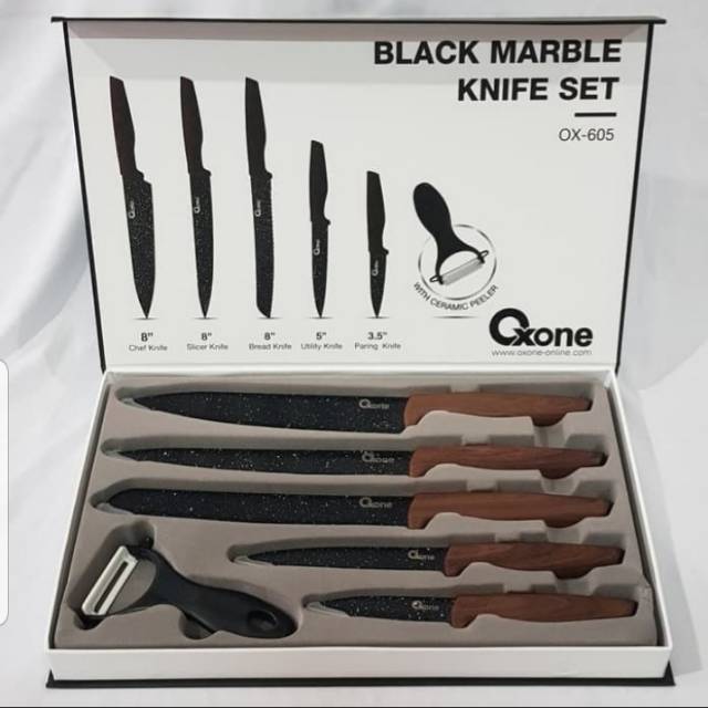 Oxone  Black Marble Knife 6 Set OX - 605