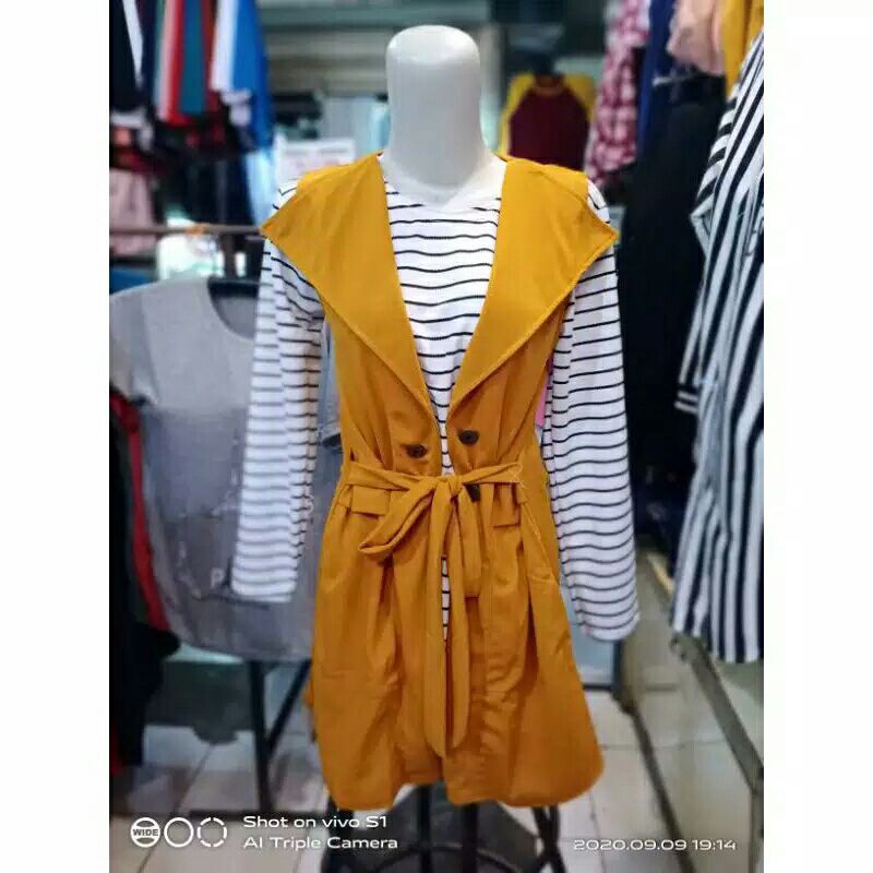 Blouse Baju Atasan Wanita Murah Cardigan kombinasi Salur Model Korean Style 2 lapis