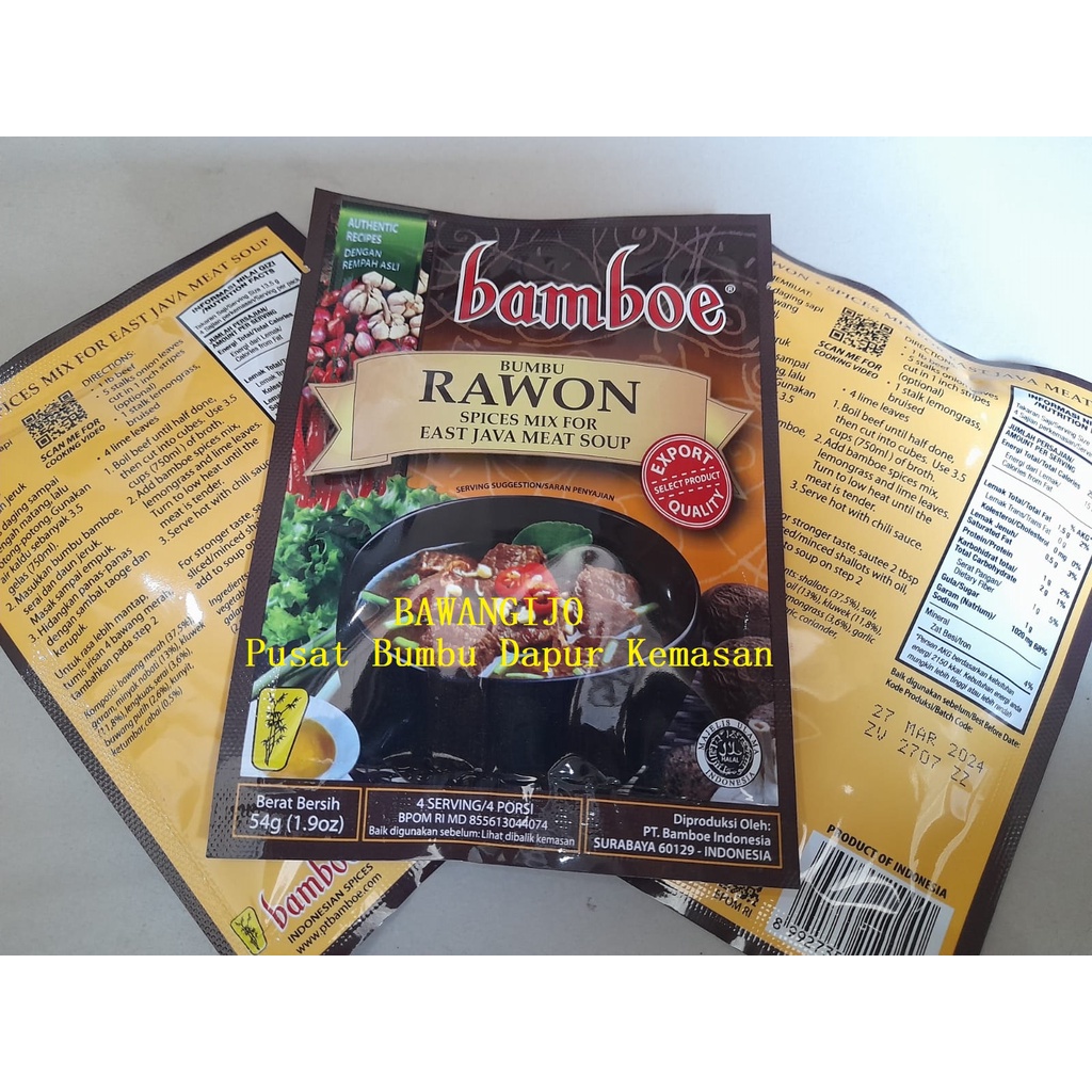 

Bamboe Bumbu Instant RAWON 54gr Export Quality