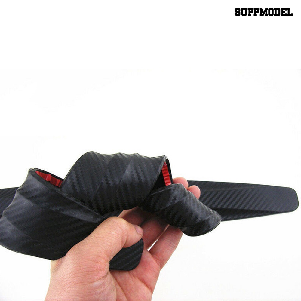 Supmodel 2pcs Strip Pelindung Pinggiran Bumper Mobil Suv Tekstur Carbon Fiber Anti Gores