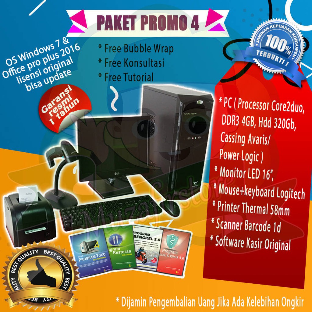 Promo Paket komputer kasir hemat full set