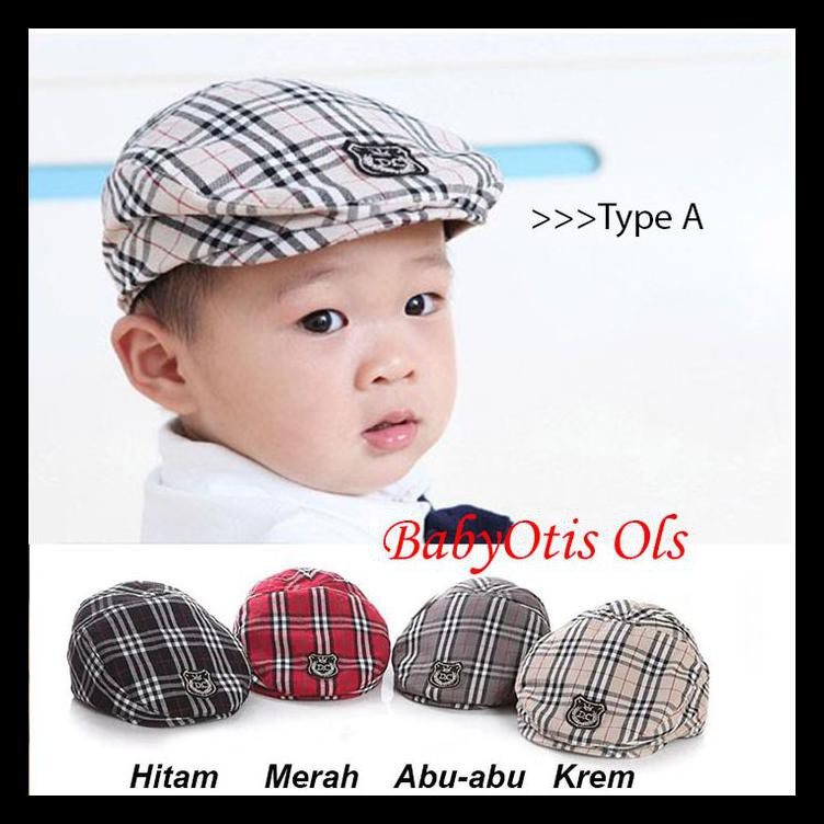 Topi Baret Anak Bayi Dc / Topi Pet / Topi Flat Cap - Type A Hitam Terbaik