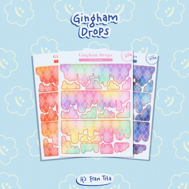 

Gingham Drops Deco Sticker || itsfromtita