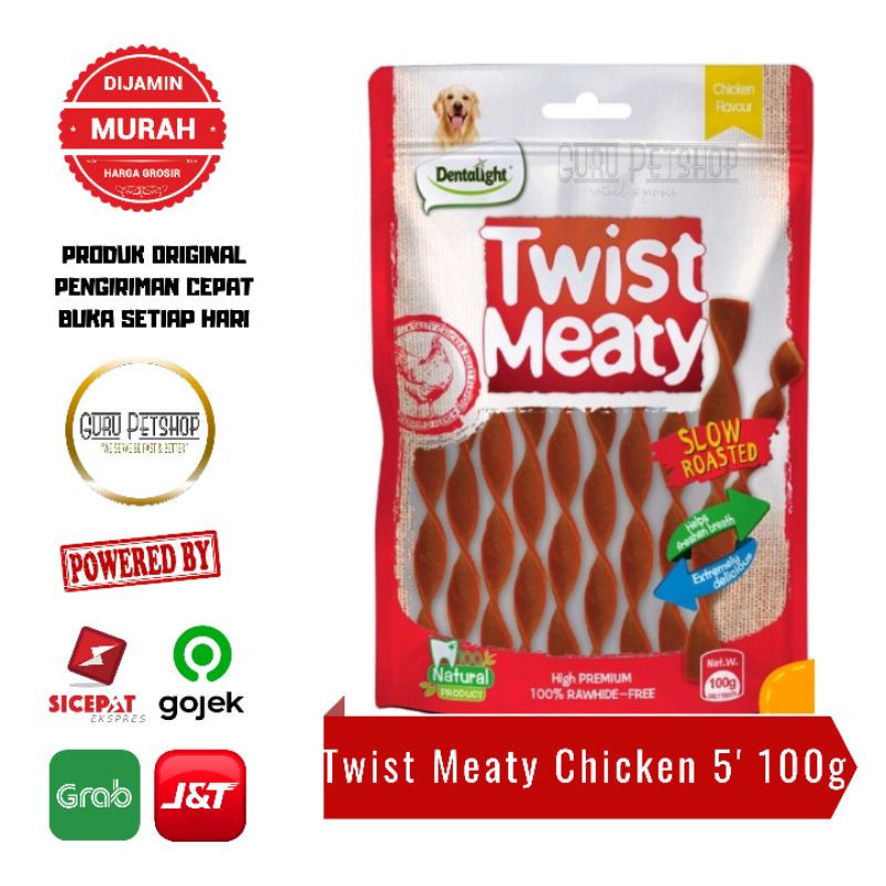 Dentalight Twist Rolls &amp; Twist Meaty 100 Gr Snack Anjing / Dog Treats