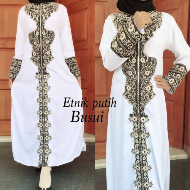 Abaya busui etnik putih abaya putih abaya bordir