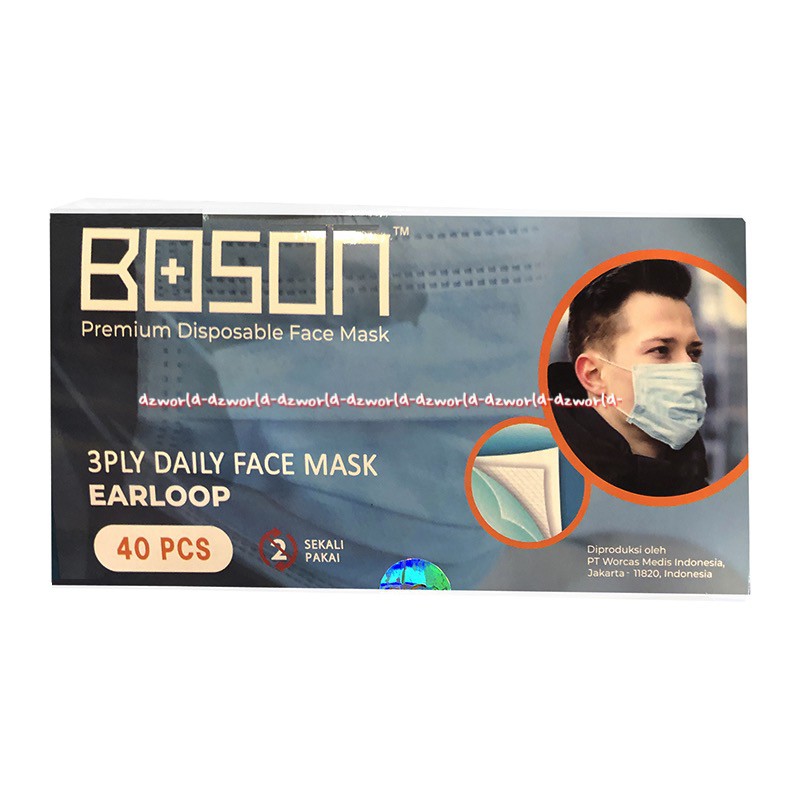 Boson 3 ply Daily Face Earloop 40pcs Masker Harian Sehari hari 3lapis