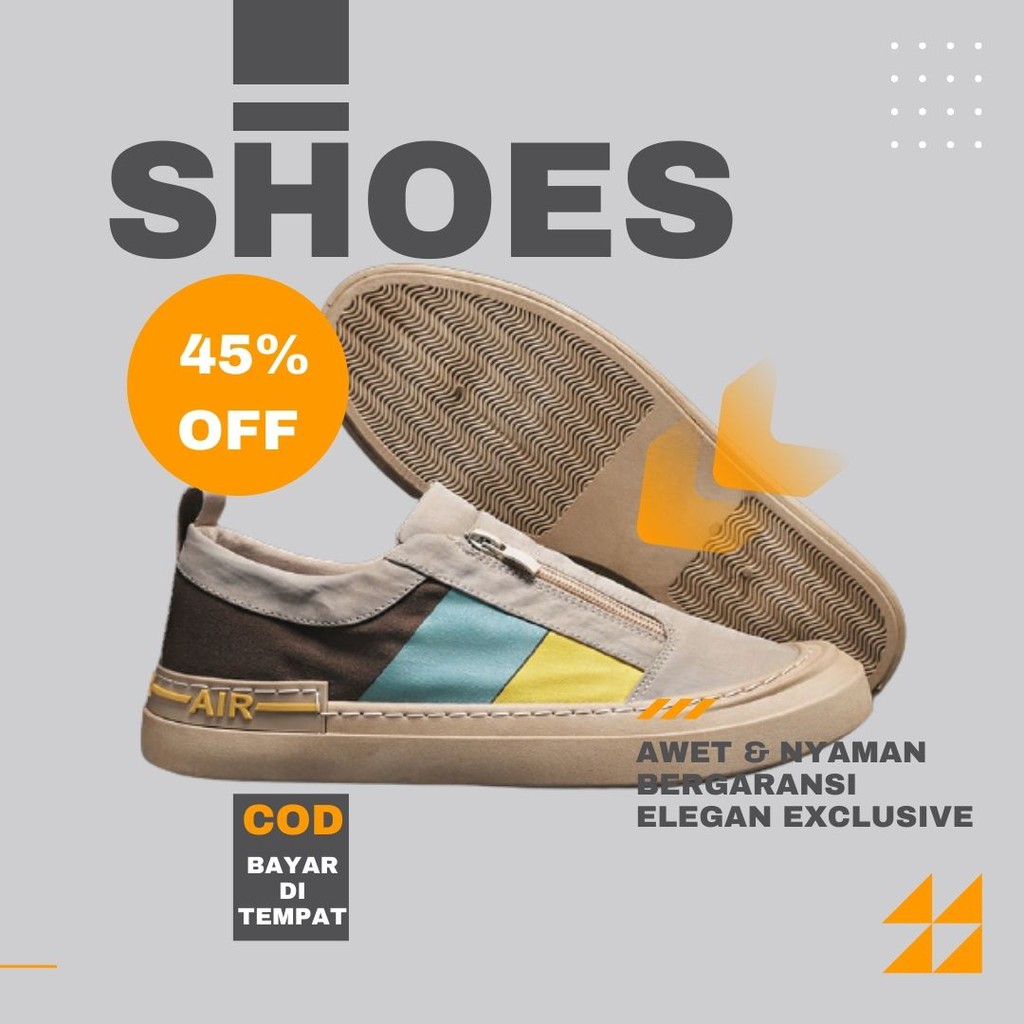 Sepatu Pria Tanpa Tali Sepatu Slip On Kasual Casual Snekers Sneakers Sporty F888 Series