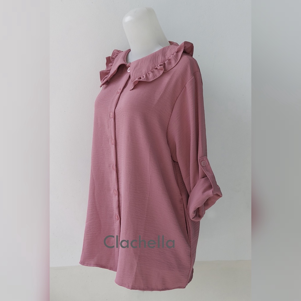 Clachella Blus Atasan Crincle Polos, Baju Atasan Wanita B958605