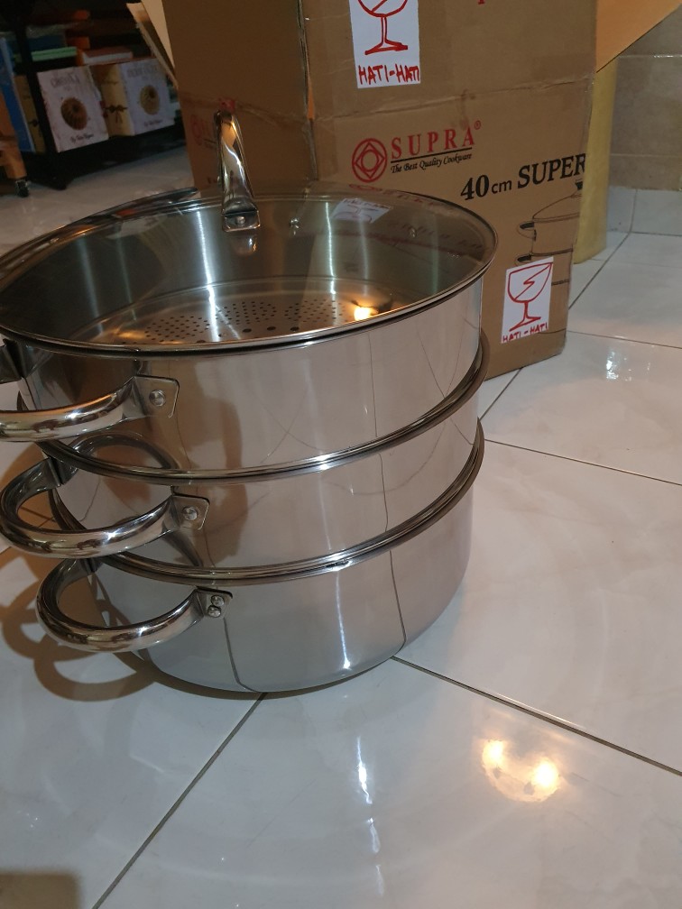Supra Super Steamer 40 Cm 3 Susun / Panci Kukus / Panci Susun Stainles