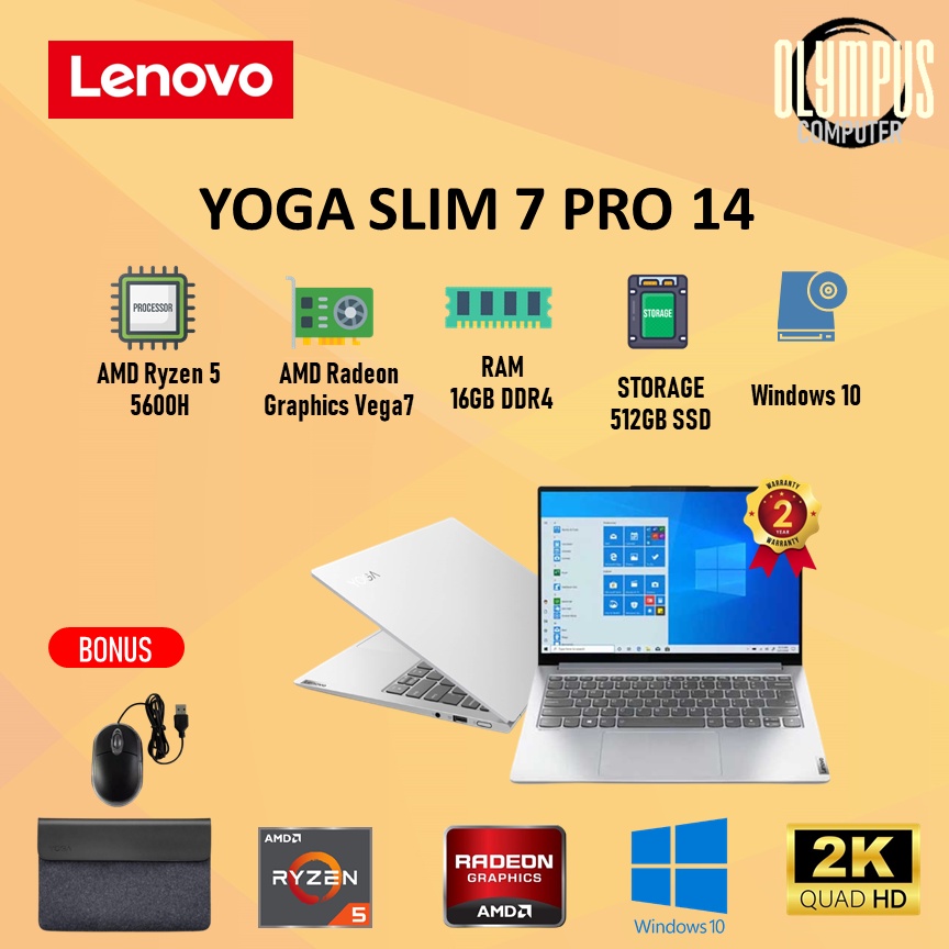 Jual Laptop Lenovo Yoga Slim Pro Ach K Ryzen H Gb Ssd Vega W Ohs Ips