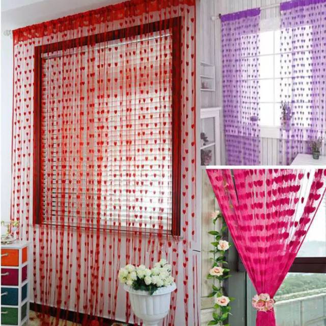 Ready MEDAN II Tirai Pintu ll Tirai Benang Motif Love