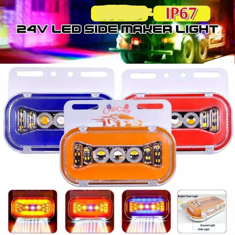 Lampu Bak Led Universal Oval Besar Sein Sen Running. 24V Truck Truk 196