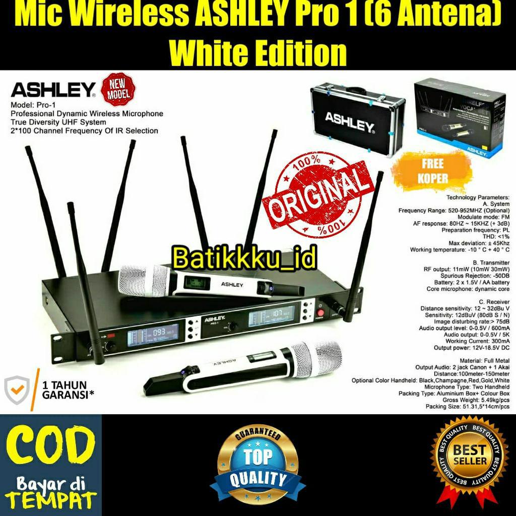 Mic Wireless Ashley Pro 1 Pro1 Original 2 Mic 6 Antena White Edition