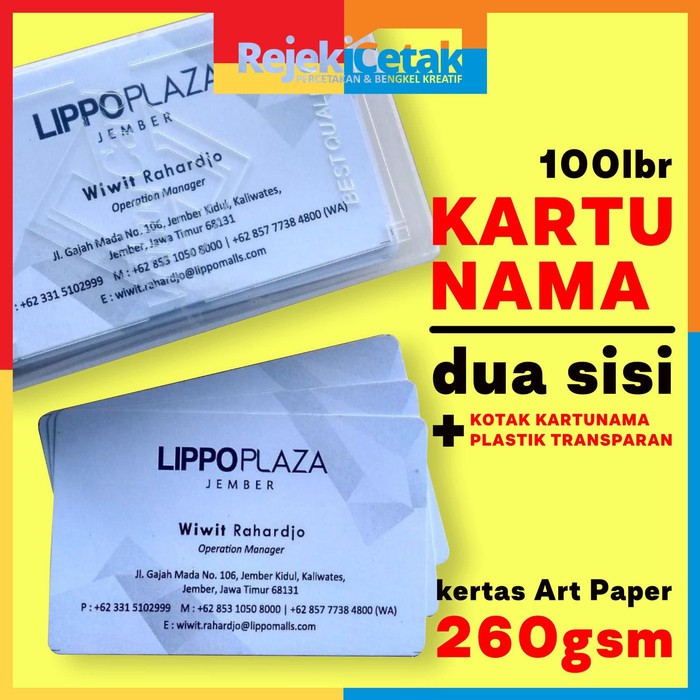 

Kartu Nama dua sisi bahan tebal 260gsm - banyak dipakai untuk kantor dan perhotelan