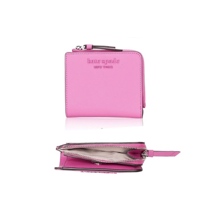 Kate spade cameron monotone small L-Zip wallet bright peony