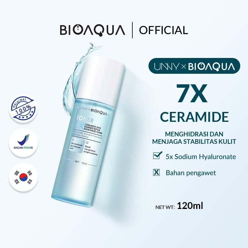 BIOAQUA 7X Ceramide Skin Barrier Repair Moisturizer Toner Wajah 120ml Glowing Hydrating Toner Pemutih Wajah for All Skin Types