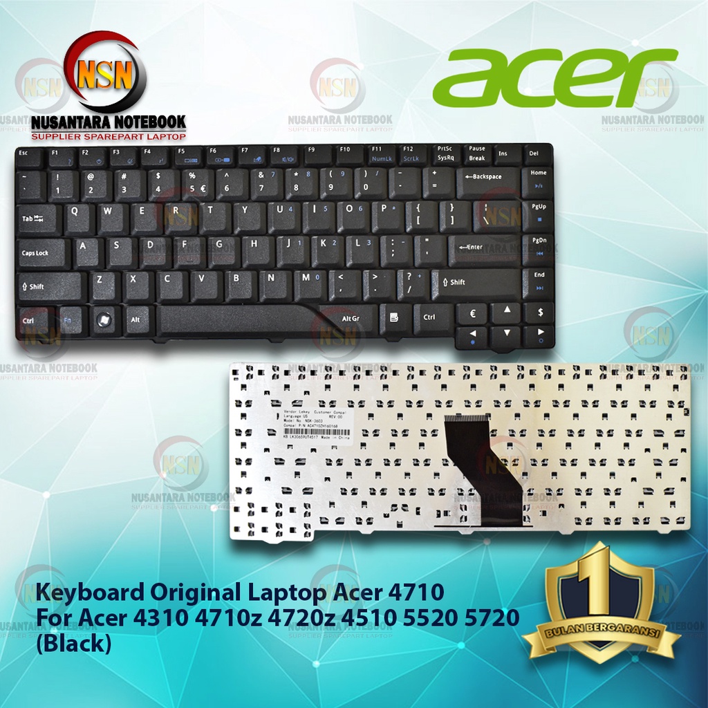 Keyboard Acer 4710 For Laptop 4310 4710z 4720z 4510 5520 5720 Hitam