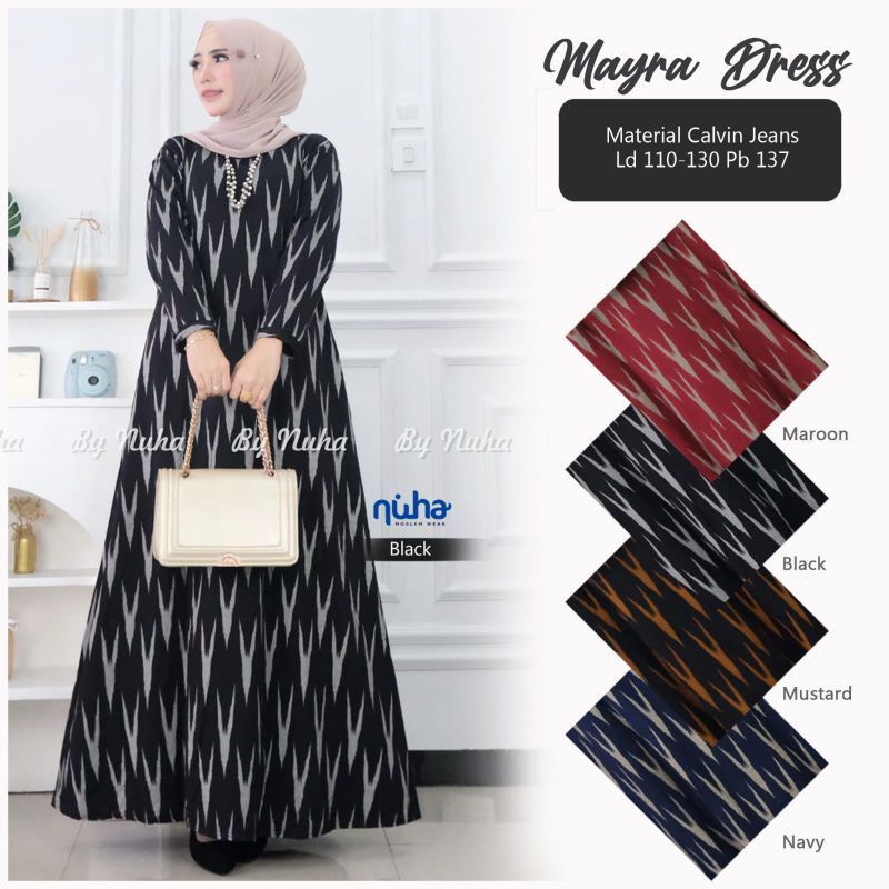 Mayra Dress - Gamis Calvin Jeans Terbaru LD110+ / Fayuo Maxy  / R.27 - 023-6593