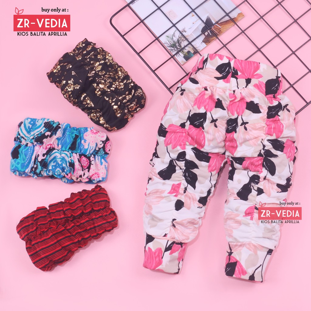 Legging Kerut Motif 3-12 Bulan / Celana Bayi Anak Perempuan Leging Panjang Ketat Murah Adem Motif