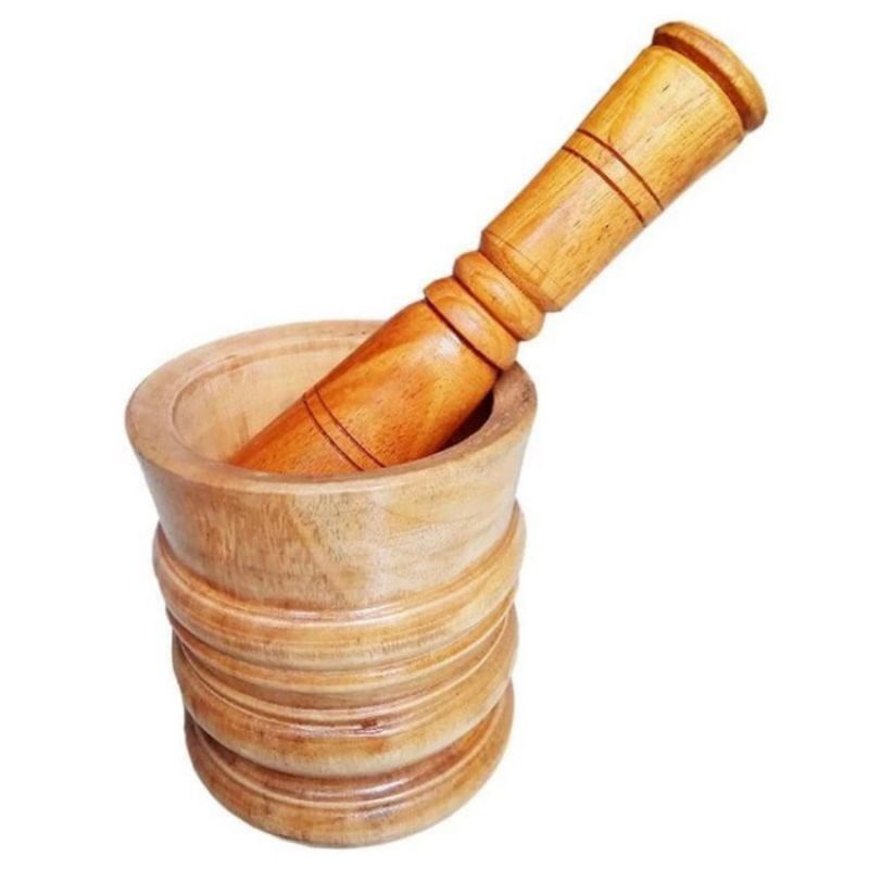 Lumpang Kayu Mini Free Penumbuk / Penumbuk Obat