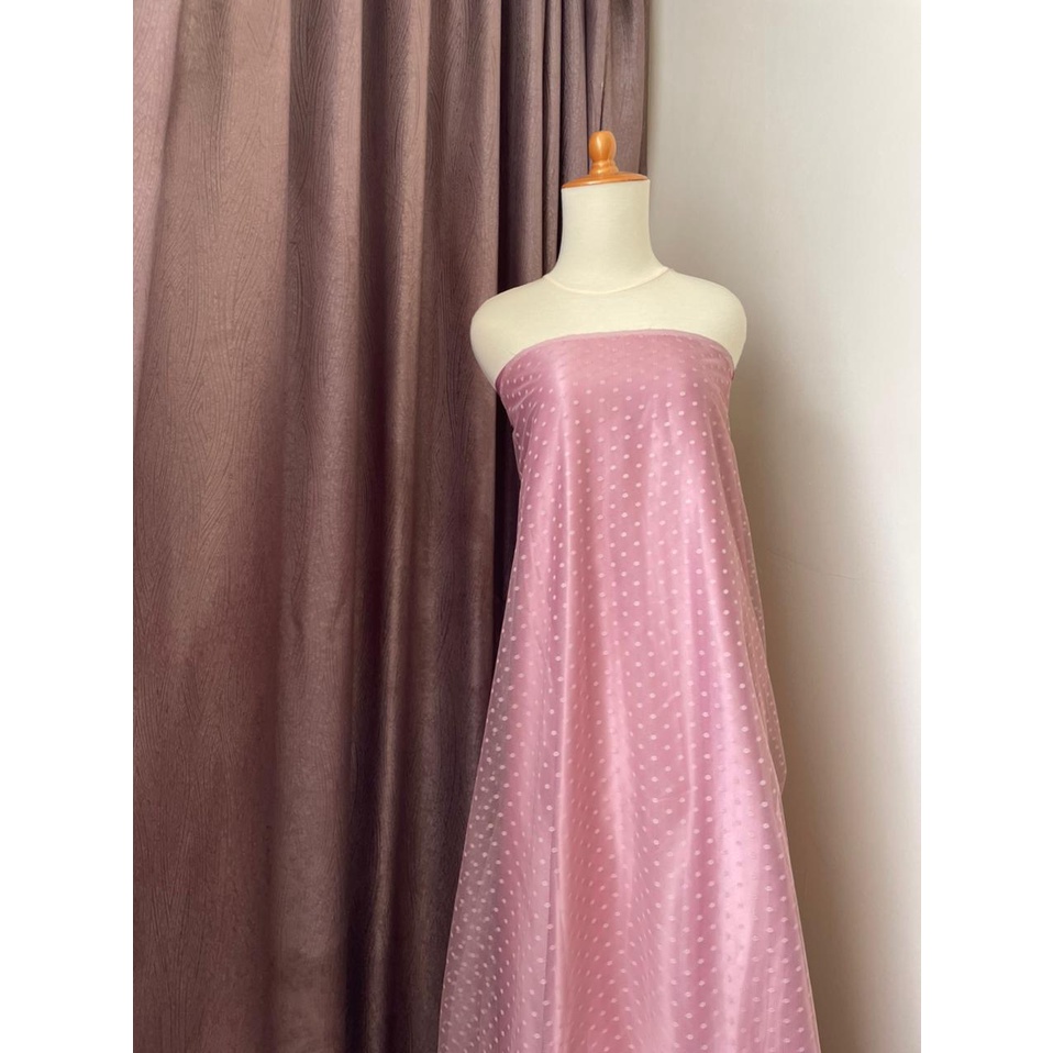 Kain Tile Tille Tulle Dot Dotty Polkadot Warna Pink Rosegold