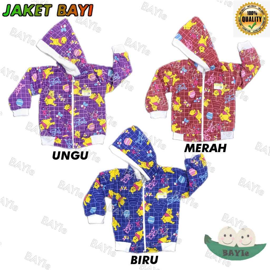 BAYIe - Jaket Bayi+topi motif POOH  MORISKA 0-12 bulan/Mantel bayi/sweeter anak laki-laki/Perempuan