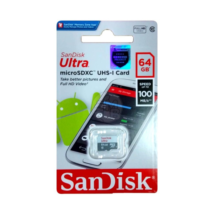 Original Memorycard Sandisk MicroSDXC 64GB 100Mb/s - GARANSI RESMI