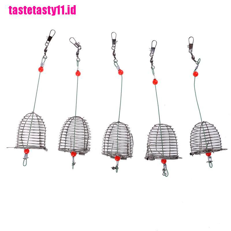 【TTID】5PCs Wire Fishing Lure Cage Fish Bait Cage Fishing Trap Basket Feeder Hol