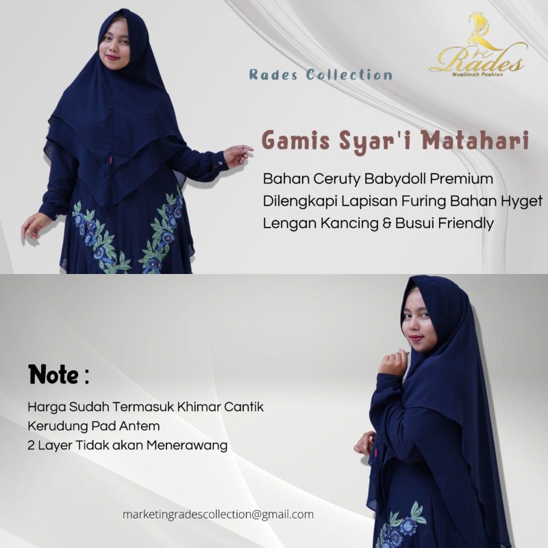 Gamis Syari Ceruty Bordir Set Khimar Gamis wanita Remaja Kekinian Ibu Ibu Jumbo Mewah-5