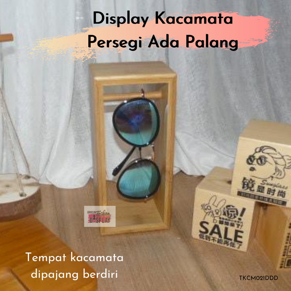 Display Kacamata Kayu Premium Persegi Ada Palang Toko Kacamata Unik  Stand Tempat Kacamata(BH)