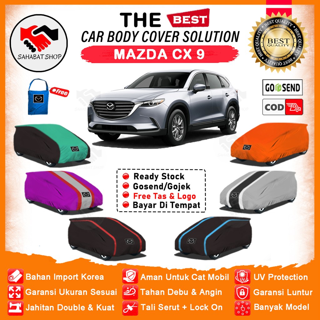 Sahabat Body Cover Mobil Mazda CX9 / Sarung Penutup Mazda CX-9 Outdoor / Selimut Mantel Tutup Jas Kerudung Mantol Pelindung Mobil Mada CX 9 Waterproof Anti Air Model Orange