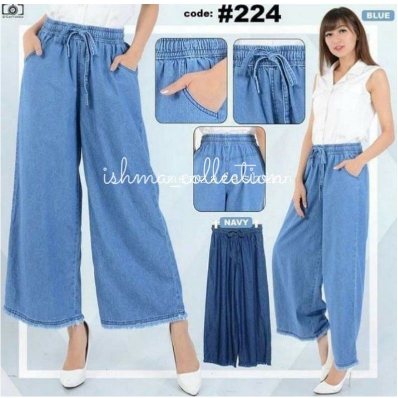 CELANA KULOT JEANS RAWIS WANITA TEBAL PREMIUM