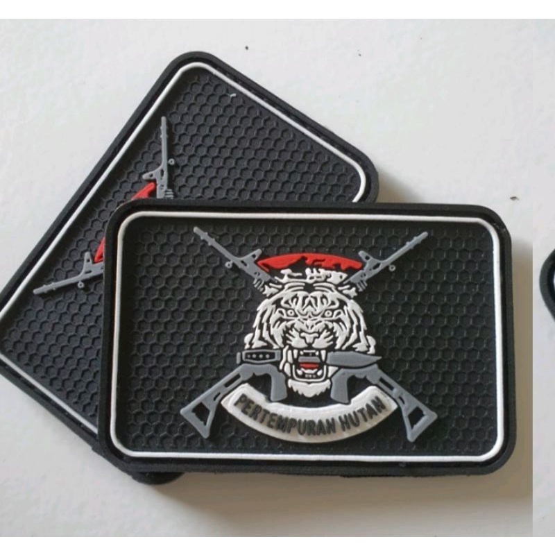 Patch rubber LOGO PERTEMPURAN HUTAN/tempelan karet velcro army military tactical airsoft outdoor