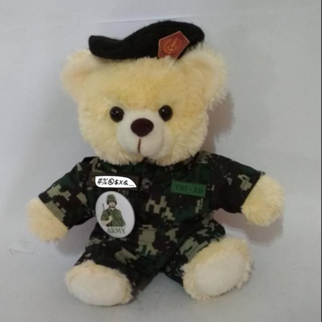 Boneka Bear TNI AD AL Baret Hitam Mabes