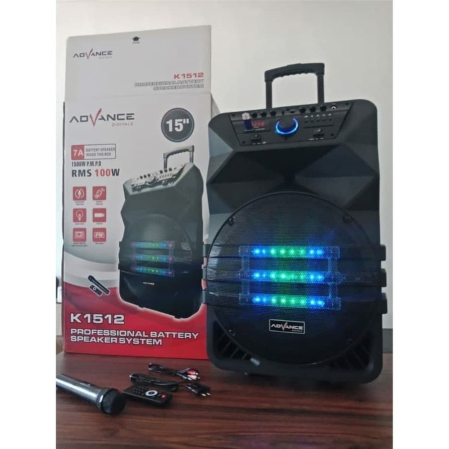 SPEAKER BLUETOOTH ADVANCE K1512 SPEAKER PA SYSTEM PORTABLE