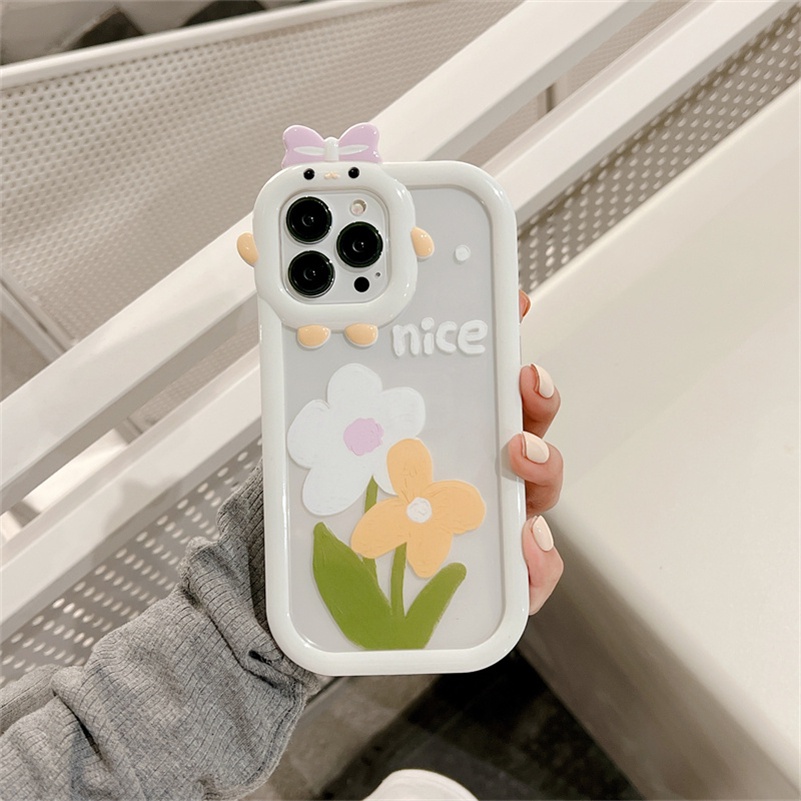 Soft Case Silikon TPU Transparan Motif Bunga Untuk Compatible for iPhone 14 13 12 11 Pro Max X Xr Xs Max iPhone 8 7 6 6s Plus Summer Flower Phone Case Clear Silicone Anti-Scratch Handphone Soft Case Shockproof Soft TPU Back Cover